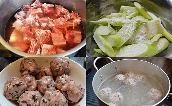 Nguyên liệu làm bún mọc dọc mùng